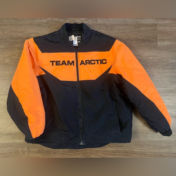 Snowpro ARCTIC CAT snowmobile Jacket  Orange Neon RACING Coat Men’s XLarge - Picture 1 of 8
